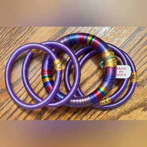 Purple Thread Wrapped Bangle Bracelet Stack Set NWT Made in India Multicolor
